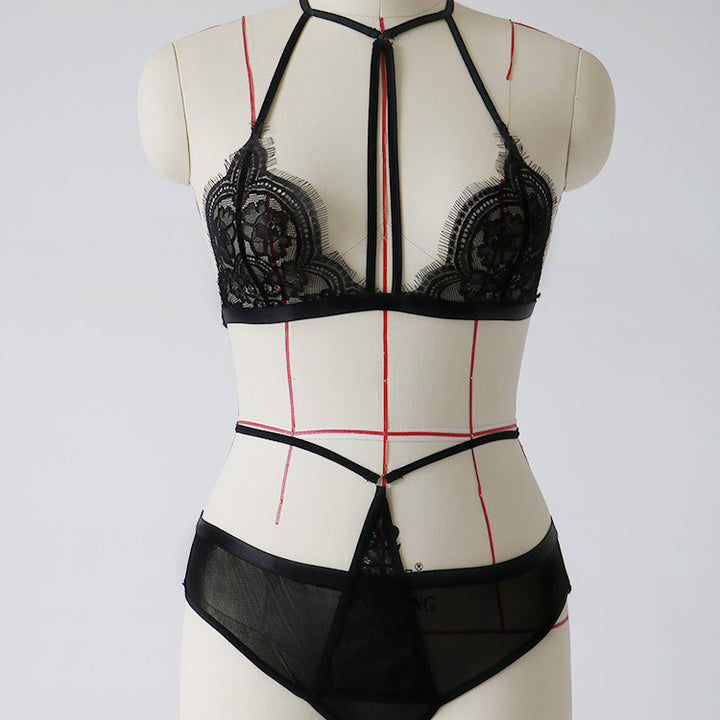 Sexy Lingerie Female Sense Three Point Rope Strap Binding Lace Perspective Suit