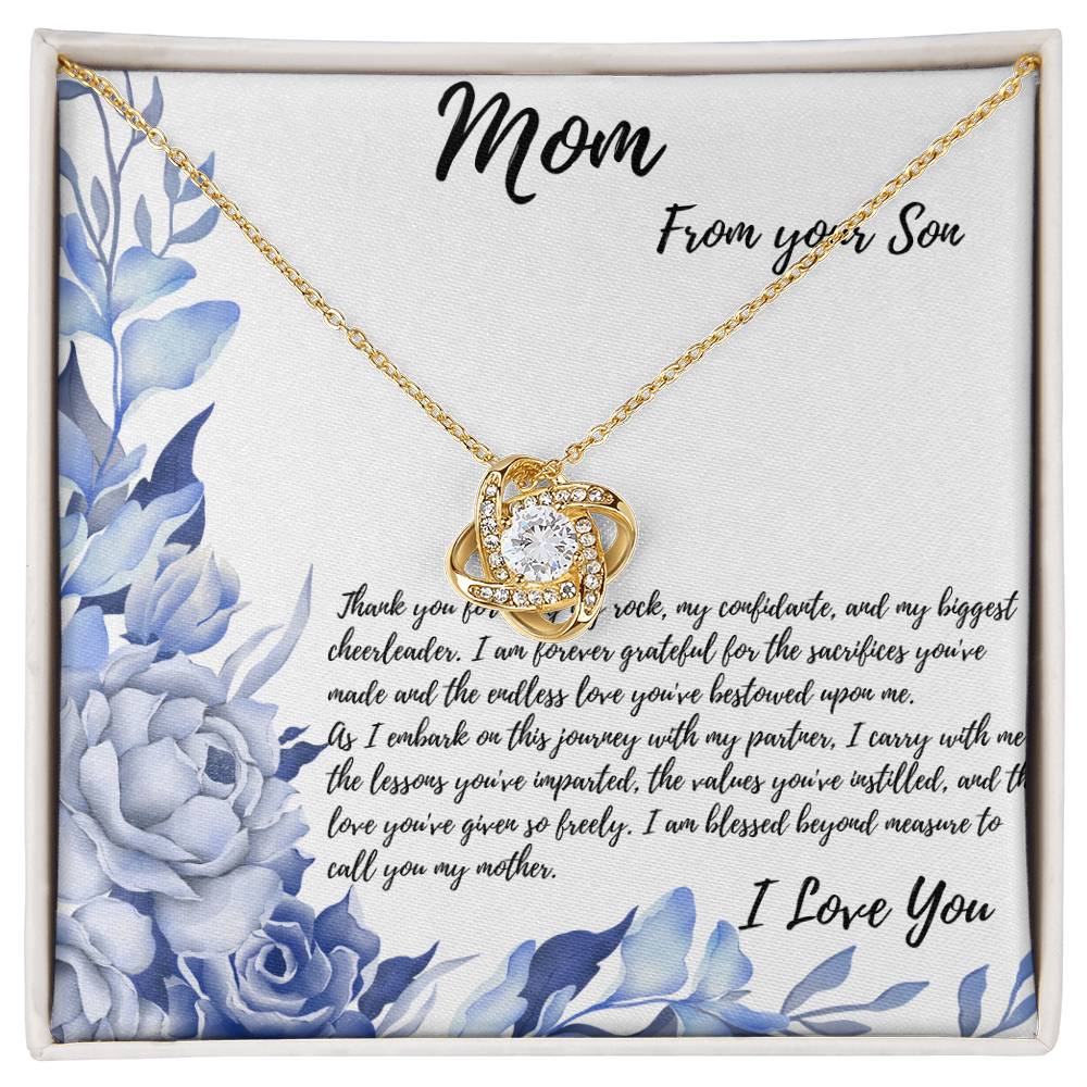 Love Knot Necklace To Mom From Son as he gets married.