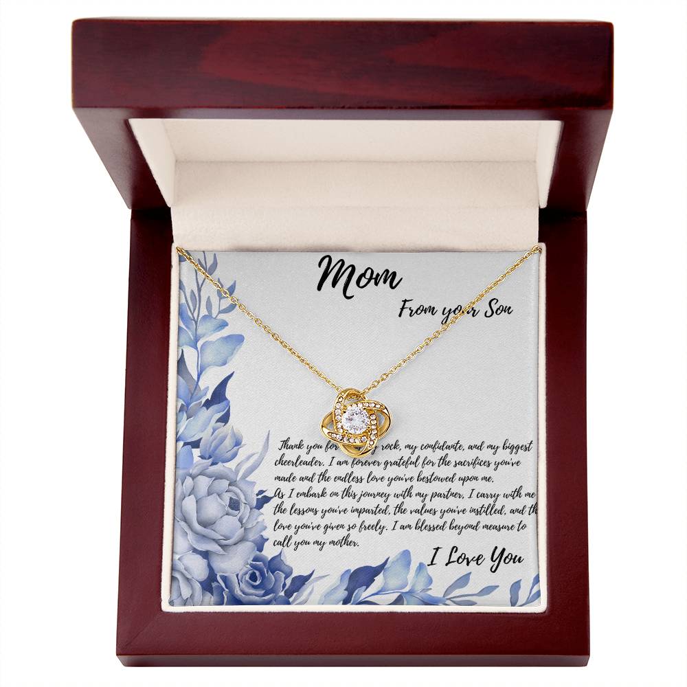 Love Knot Necklace To Mom From Son as he gets married.