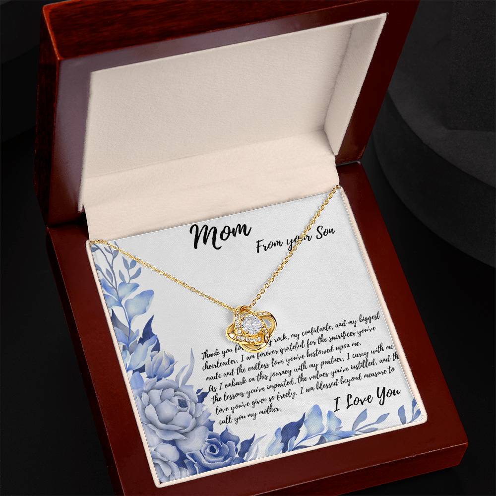 Love Knot Necklace To Mom From Son as he gets married.