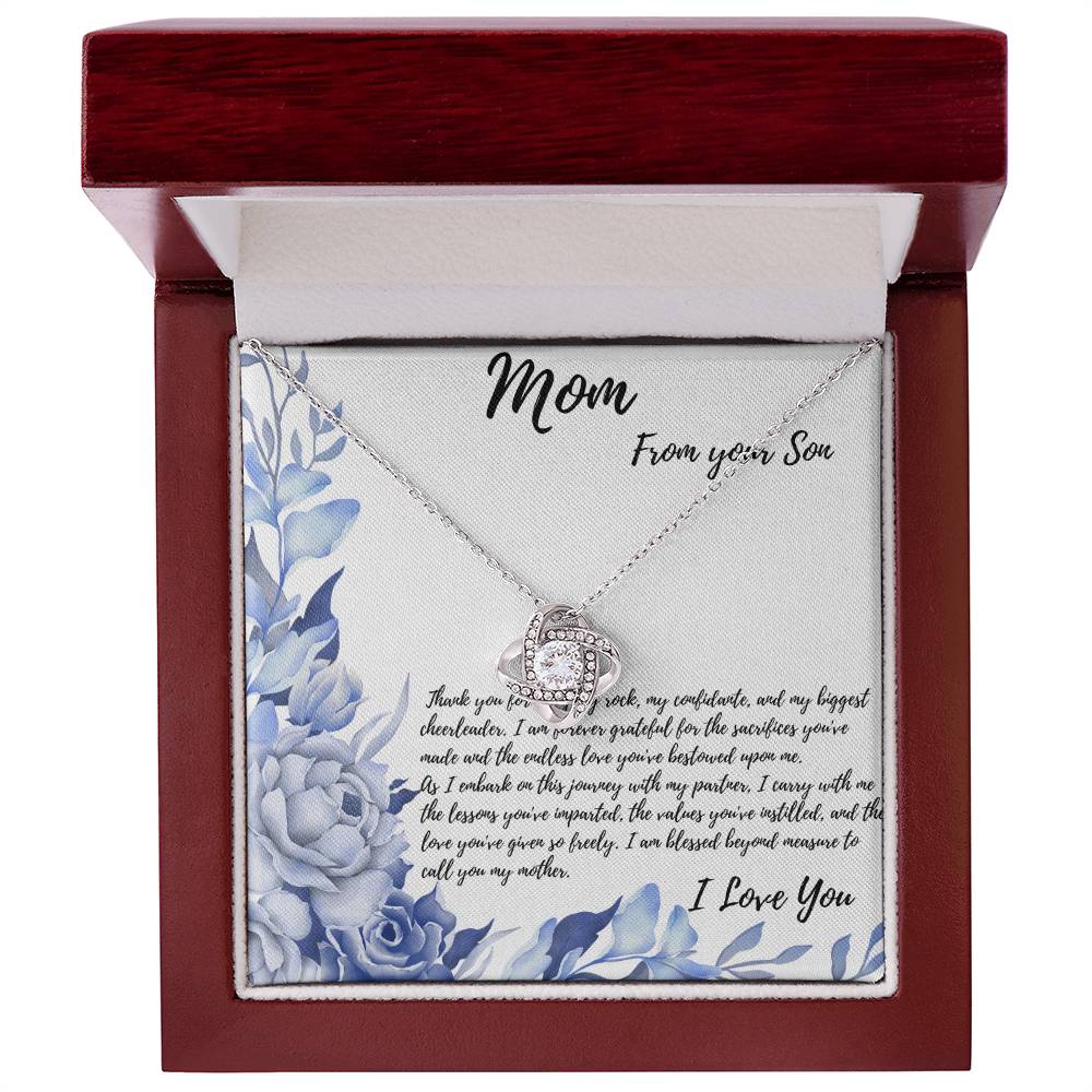 Love Knot Necklace To Mom From Son as he gets married.