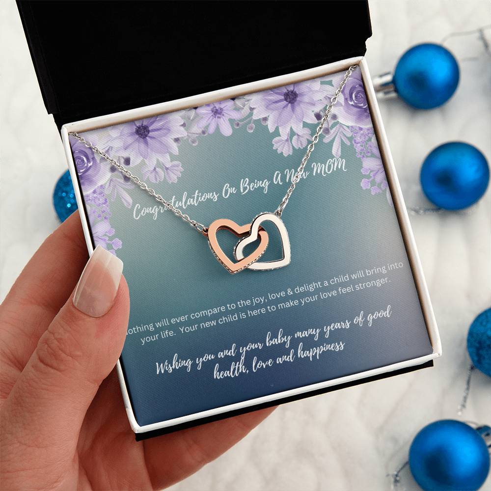 Interlocking Heart Necklace for New Mom