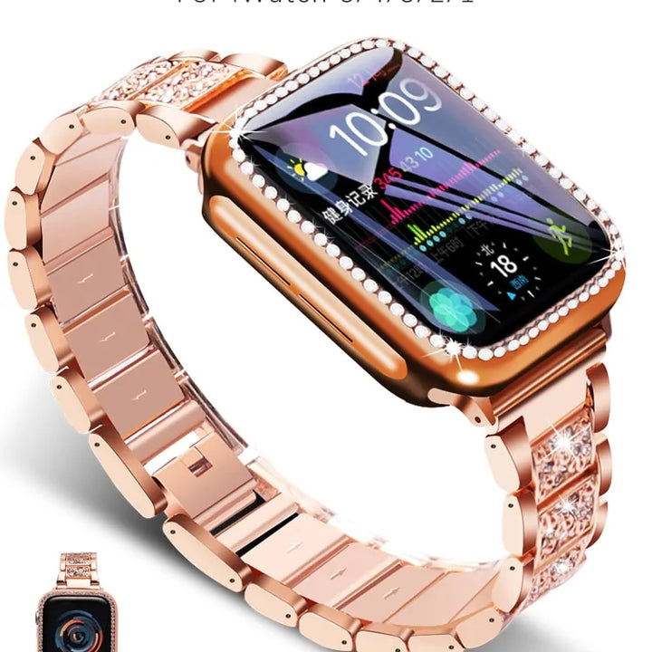 Band + Case Metal Strap For Apple Watches