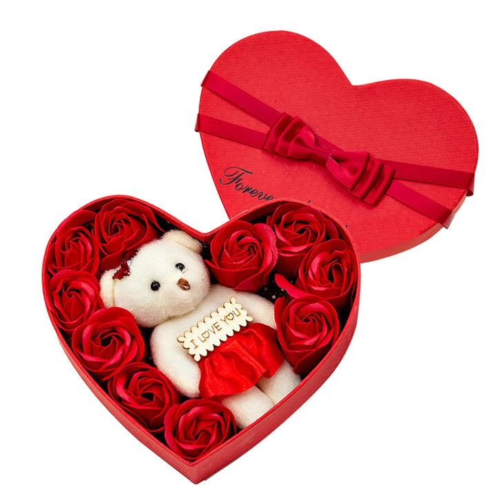 10 Heart-shape Soap Flower Gift Box