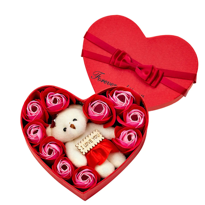 10 Heart-shape Soap Flower Gift Box